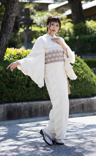 Ivory Girly Kimono with Lace