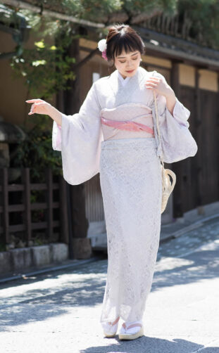 Pale Purple Girly Kimono with Lace